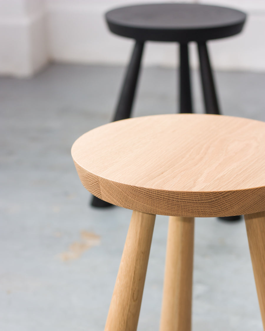 Wooden stools with a blurred background
